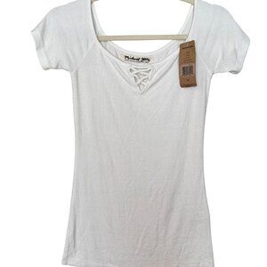 Michael Stars. White short sleeve top. off the shoulder option. One Size